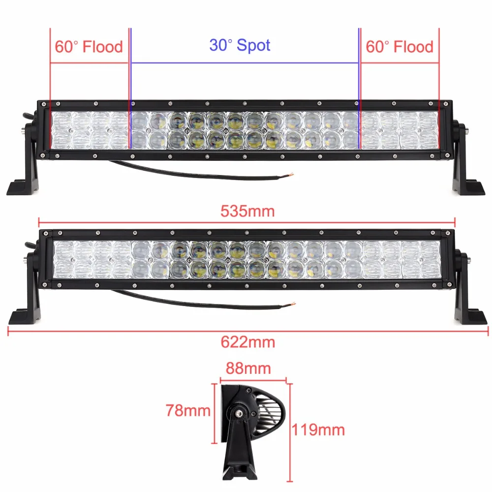 

22'' 200W Car LED Straight Dual-Row Worklight Bar 40x 5D Chips Combo Offroad Car Light Driving Lamp for Truck SUV 4X4 4WD ATV