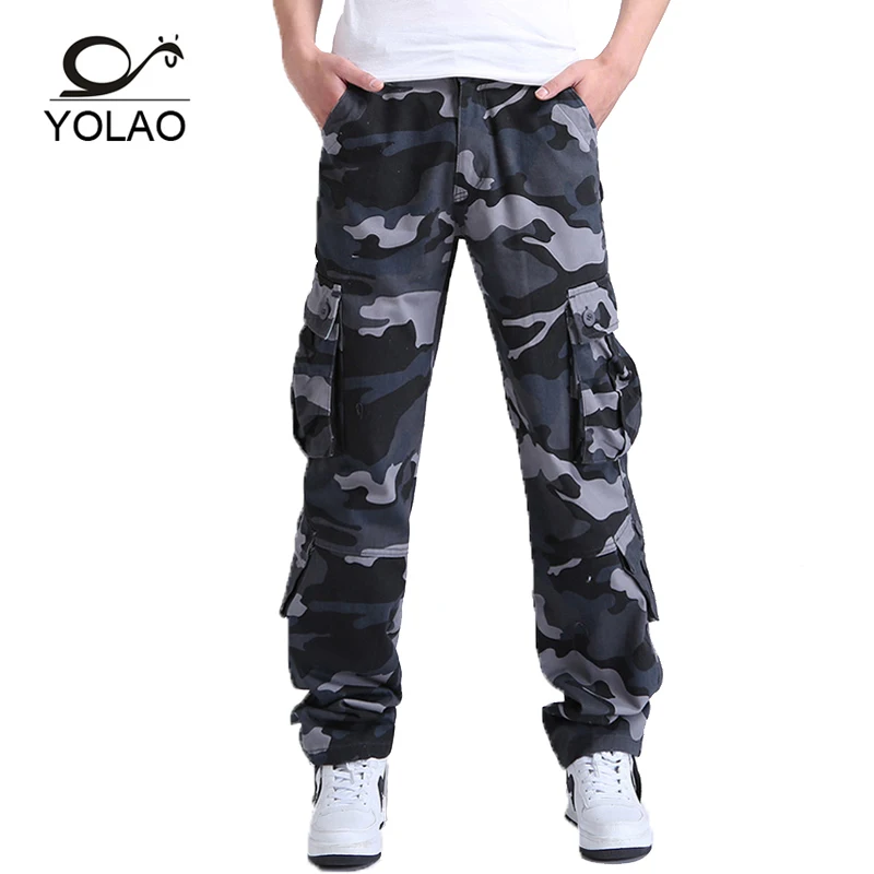 YOLAO High Quality Men's Cargo Pants Military for Men multi pocket Overalls tactical Army Trousers