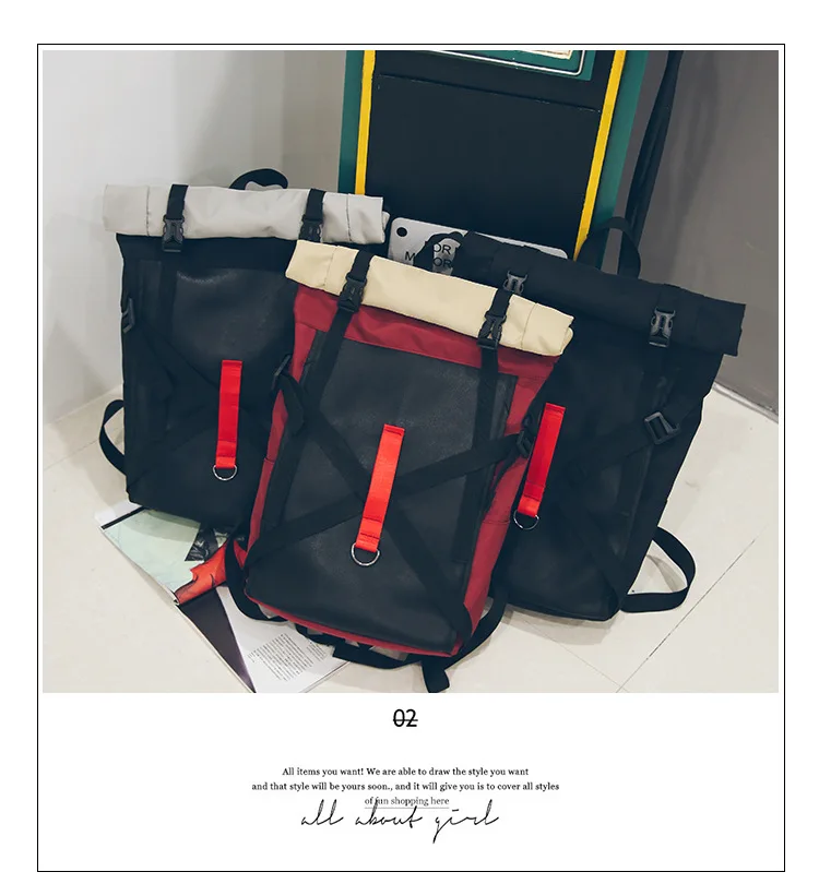 LENLEI кожаная тканевая сумка большой емкости Мужская и Женская Корейская версия нового личностного художественного рюкзака