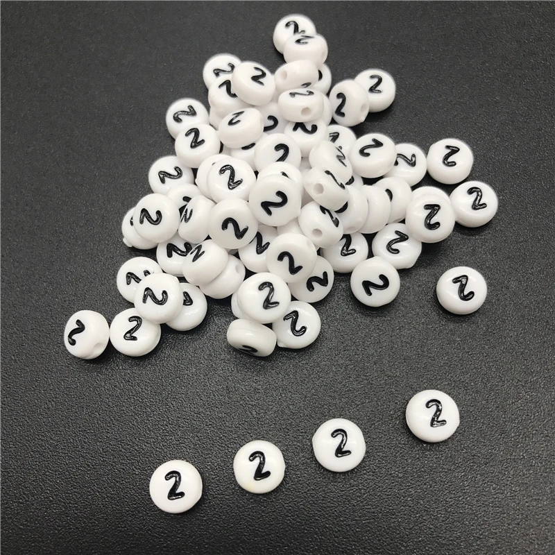 4X7MM Acrylic Round Beads Random Number Mixed Flat Letter Spacer