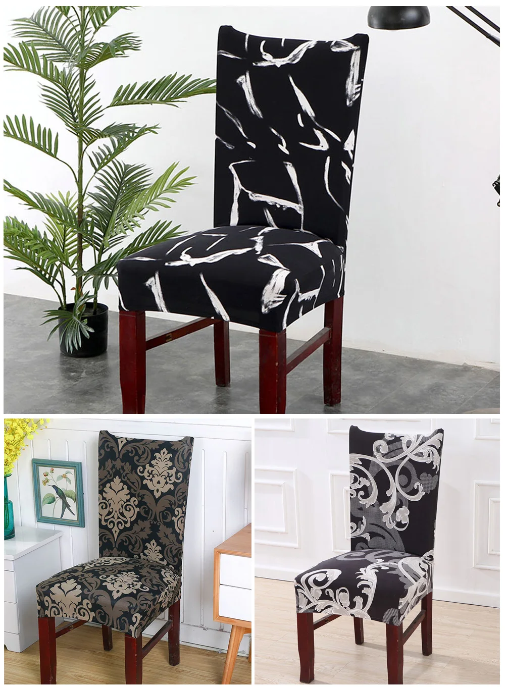 Spandex Chair Cover Stretch Seat Cover Chair Dining Slipcover Chair Furniture Covers housse de chaise Kitchen Chair Covers 1pc (6)