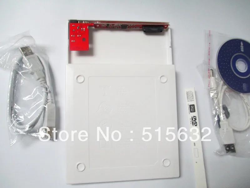  Laptop External USB 2.0 CD DVD ROM Portable Drive Enclosure IDE External Case White