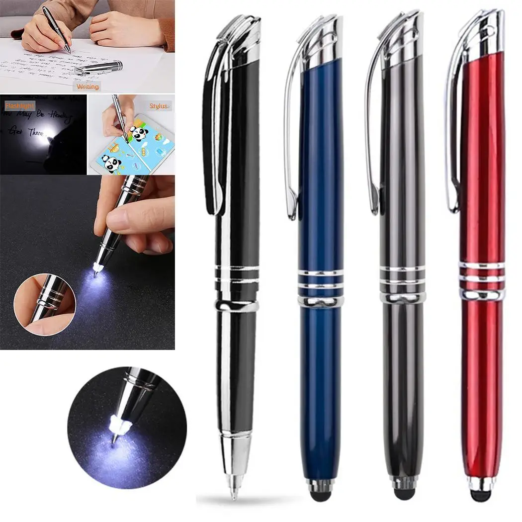 

3-in-1 Function Touch Stylus LED Flashlight Red, Gray, Blue, Black 132mm Ball-point 12.5mm 21.5g Pen