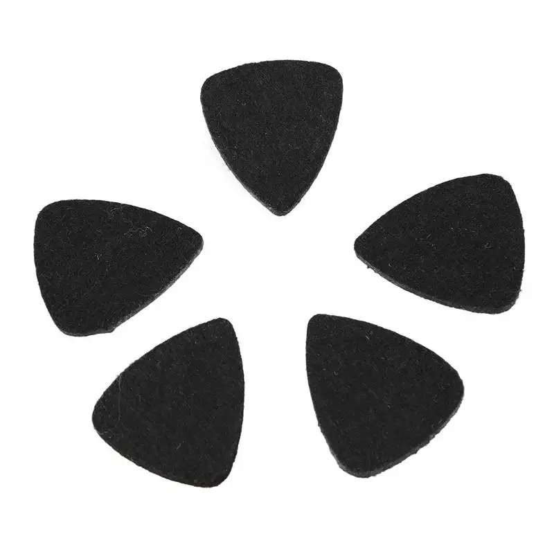 

5 Pcs Soft Hard Ukulele Wool Felt Picks Mandolin Guitar Plectrums,Black Color