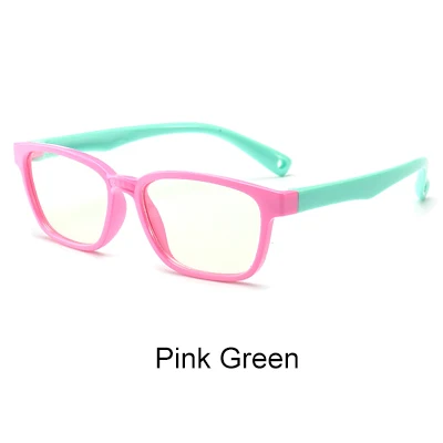 Ralferty, Детские квадратные очки, анти-синие блокирующие компьютерные очки, оправа для детей, для мальчиков и девочек, TR90, гибкие оправы для очков A008 - Цвет оправы: Pink Green