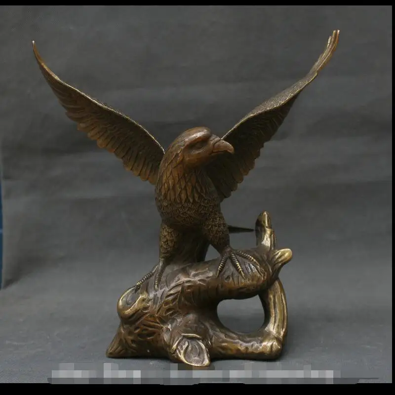 

wan67104018+++9" Chinese Copper FengShui Bird Eagle Hawk Lanneret Statue Animals Statue