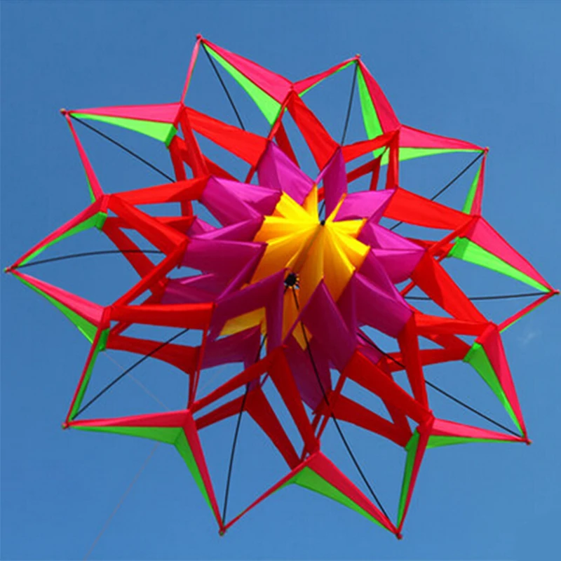 

Large Rainbow Colorful 3D Lotus Flower Kite Single Line Outdoor Sports Toy Flying Box Kite For Kids Sport With Flying Tool