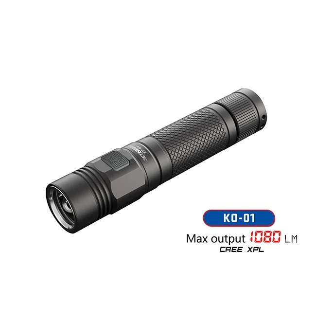 

Jetbeam KO-01 Cree XPL 1080 lumens Led Flashlight Micro USB Port Charger by 18650 Battery for Self Defense