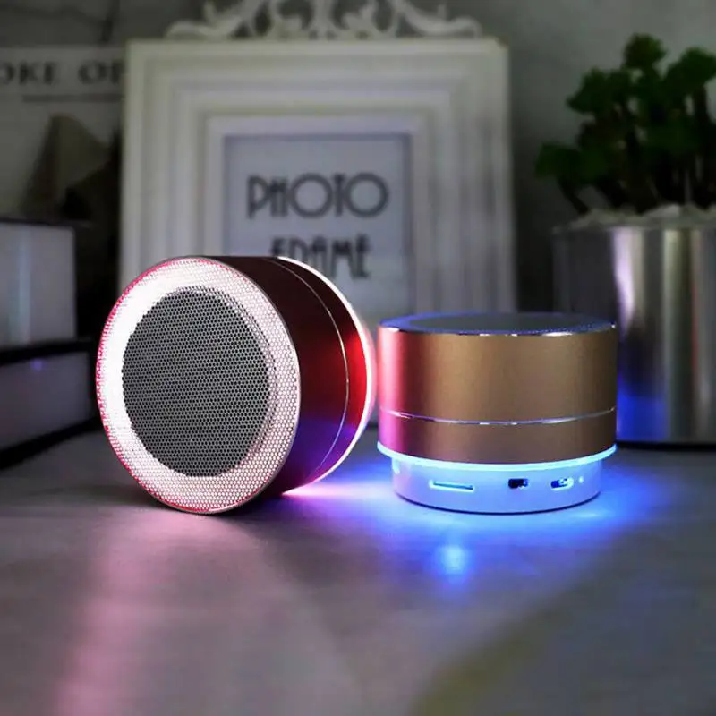 

mini Metal Speaker Colorful Lighting 360 Degree Stereo Surround Sound Support USB TF Card Portable Wireless Bluetooth Speaker