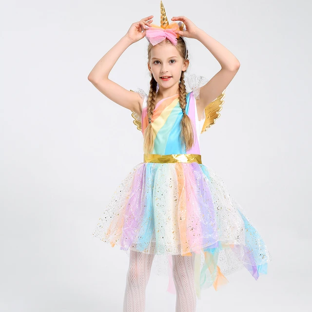 Kids Beautiful Unicorn Costume Dress Halloween Party Dressin Girls Costumes from Novelty