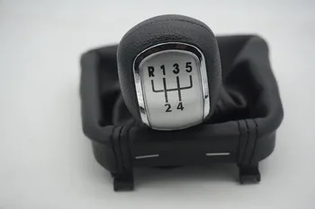 

5 Speed Car Manual Gear Shift Knob With Boot Slivery Cap for Skoda Superb 3T MKII (08-12) SUPERB MK2 II 2 the frame is gift