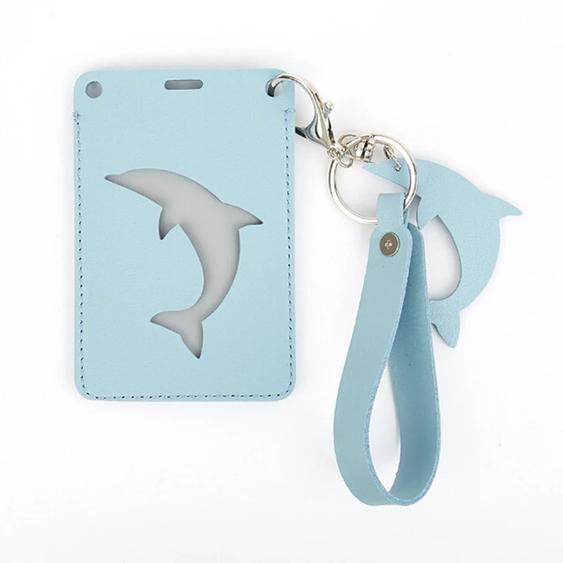 

1Pcs SimpleStudent Work Permit Korean Version Of The Hollow Dolphin Bus Creative Card Set Hand Strap ID Name Badge Cards