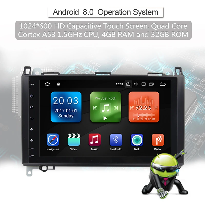 Cheap Android 8.1 Quad Core 2G RAM 16G ROM GPS Navi 9" Car DVD Multimedia for Benz A W169/B W245/B200/Viano/Vito/W906 with Radio 7