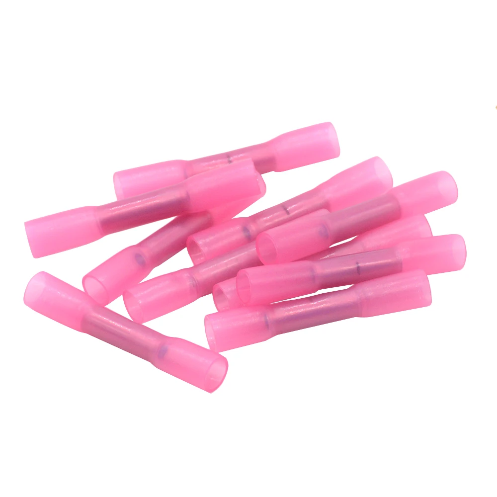 

50PCS Red BHT1.25 Heat Shrinkable Butt Waterproof Connector Splice Butt Heat Shrink Tube Joint and Connectors,22-16AWG 0.5-1.5mm