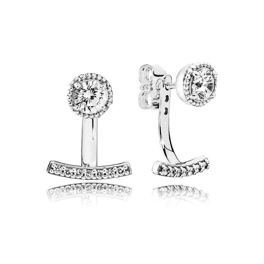 

Authentic 925 Sterling Silver Abstract Elegance Pandora Original Stud Earrings With Clear CZ For Women Charm Gift Jewelry