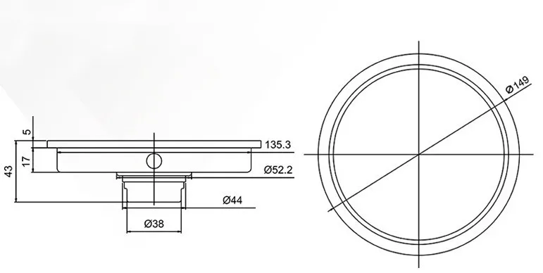 Бесплатная доставка 304 Нержавеющая сталь 150x150mm Круглый анти-запах трапных Ванная комната оборудование Невидимый Душ трапных dr082