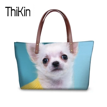

THIKIN Ladies Handbags Women Shoulder Bag 3D Pomeranian Animal Print Top-handle Bags Summer Beach Bag Female Tote Hand Bag Hot
