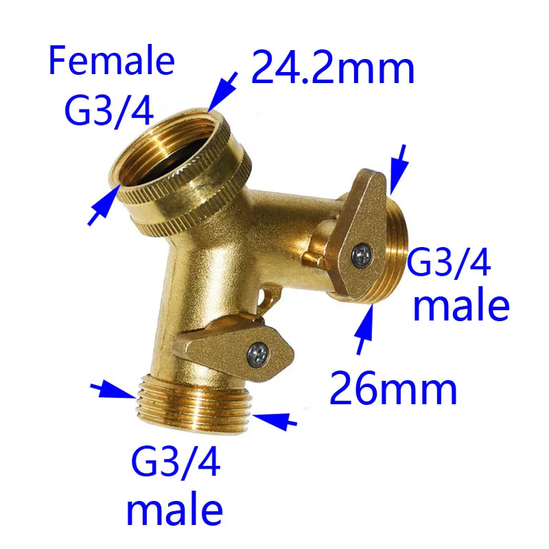 Латунь Женский 3/4 2 способа крана сад крана оросительный шланг разделитель труб 2 контактный разъем 3/4 мужской орошения сада инструменты 1 шт