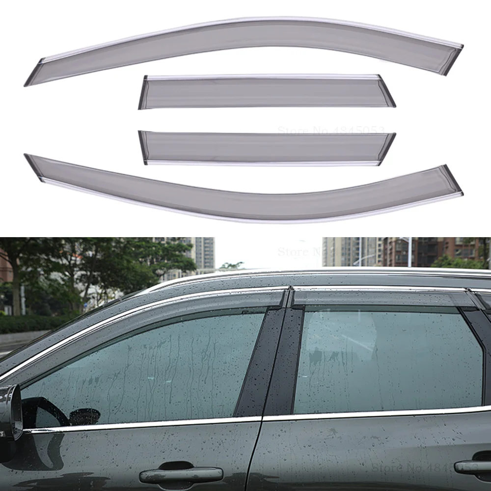 

For Volvo XC60 2018 2019 Window Visor Sun Rain Wind Deflector Awning Shield Vent Guard Shade Cover Trim Car Accessories 4Pcs