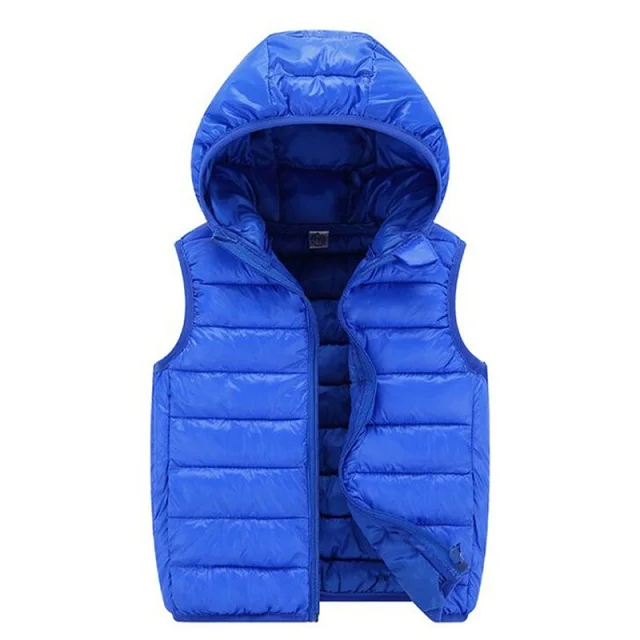Детский жилет детский жилет для девочек куртка с капюшоном зимний жилет весна для мальчиков детская верхняя одежда и пальто - Цвет: Синий