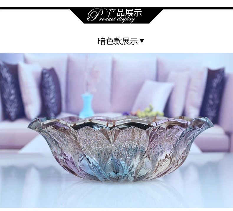 Европейская мода, креативная стеклянная цветная фруктовая чаша, современный журнальный столик для гостиной, большая стеклянная Фруктовая тарелка для закуски, тарелка wy121702