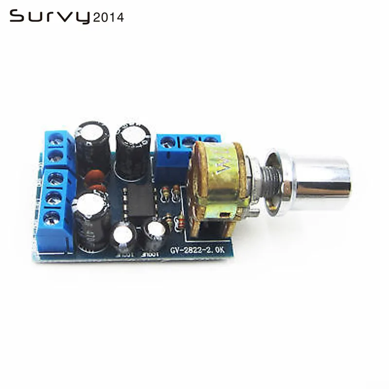 TDA2822M Mini 2.0 Channel 2*1W Stereo Audio Power Amplifier Board DC 5V 12V CAR Volume Control Potentiometer Module