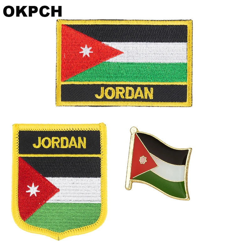 Jordan National Flag Embroidered Iron on Patches for Clothing Metal