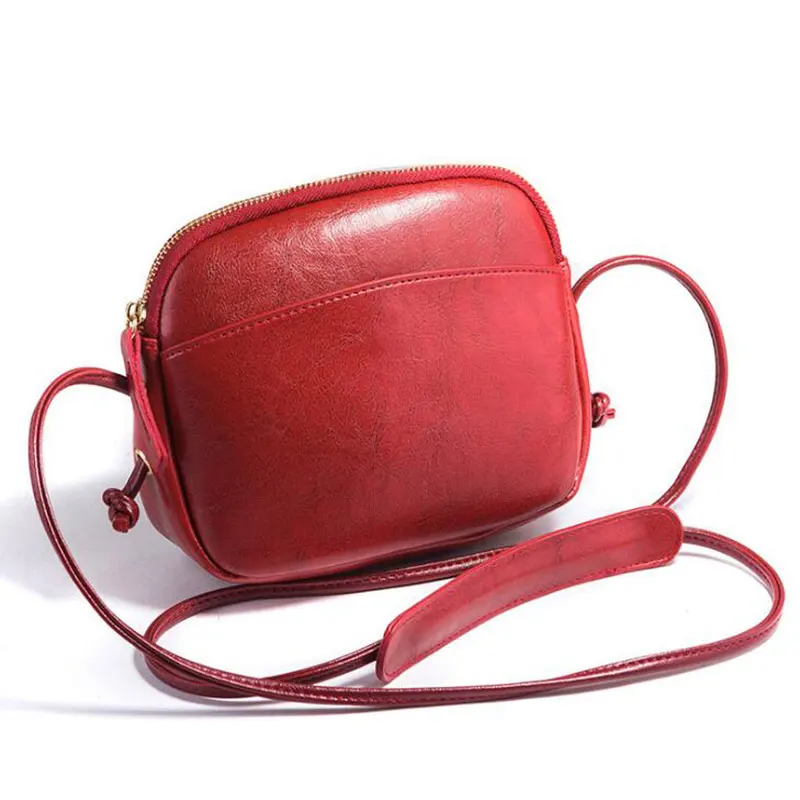 Винтажная Маленькая женская смазанная кожаная сумка через плечо, сумка-мессенджер, сумочка, Ретро стиль, повседневная ручная сумка - Цвет: red