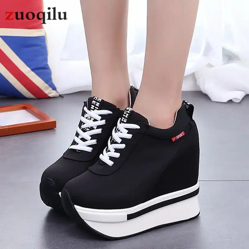 Zapatos de plataforma con cuña de lona para mujer, zapatillas de plataforma  con aumento de altura, informales, 2020|Zapatos vulcanizados de mujer| -  AliExpress