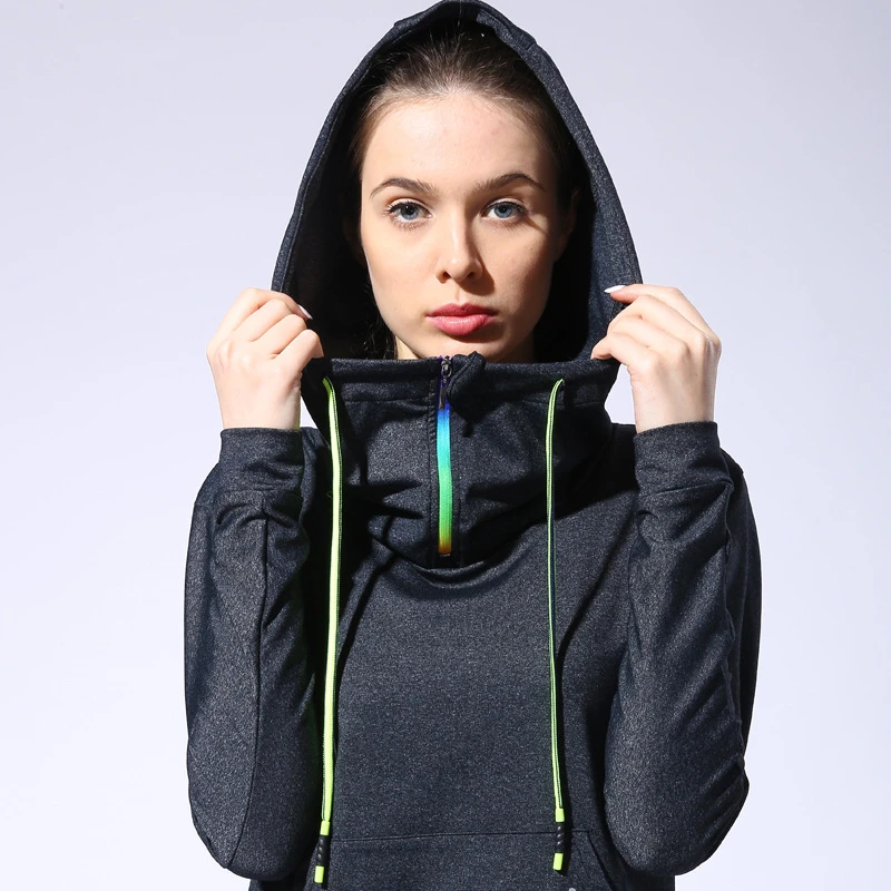 

LISM Women Hooded running jacket Long Sleeve Sweatshirt Ladies Yoga Sports Zipper Jacket Fitness Gym Shirts Women's Dropship