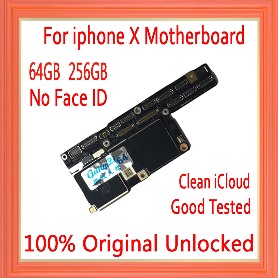 

Original Motherboard 64GB 256GB For iPhone X Unlocked Mainboard Without Face ID For Free iCloud IOS Logic Board NO Face ID