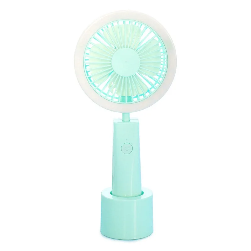 Зеленый Портативный Настольный вентилятор заполняющий свет multi-function night light маленький вентилятор со съемной основой различные углы регулировки хороший подарок - Цвет: Зеленый