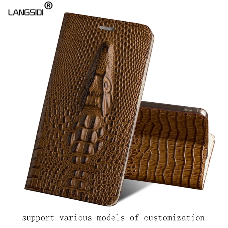 

Luxury Genuine Leather flip Case For Samsung C7 dragon head model Invisible magnetic soft silicone Inner shell phone cover