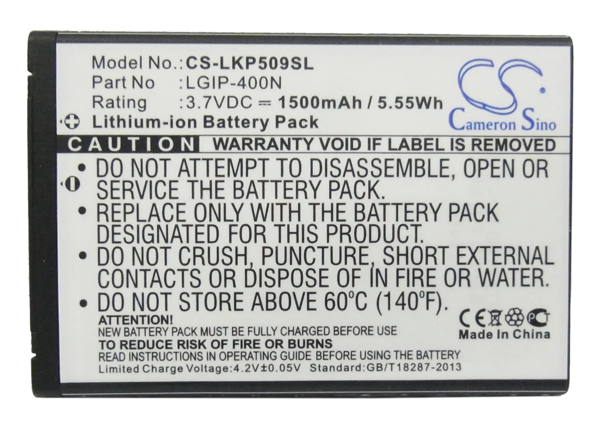 Cameron Sino High Quality 1500mAh Battery LGIP-400N for LG LS670 ,LW690,MS690,Optimus P500,P505,P506,P509,US640,US670,VM670,VX660
