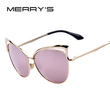 MERRY'S/Модные женские брендовые дизайнерские солнцезащитные очки кошачий глаз, оправа из сплава, женские роскошные солнцезащитные очки кошачий глаз S'410