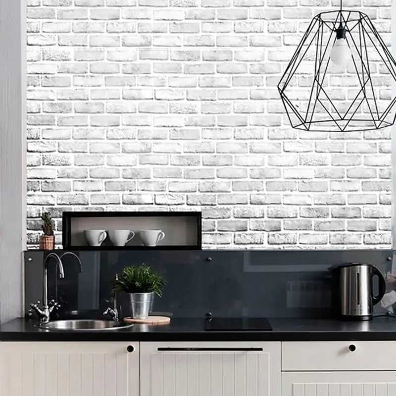 

2018 New Retro Brick Wall Sticker Decor Self-adhesive Rustic Effect Stone Design Kitchen Wall Paper Sticking Stickers New