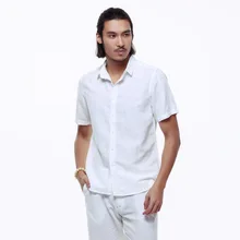 Мужские рубашки льняные с коротким рукавом летние мужские s качественные повседневные рубашки Slim fit Плотные хлопковые рубашки мужские Camisa Masculina TS-149