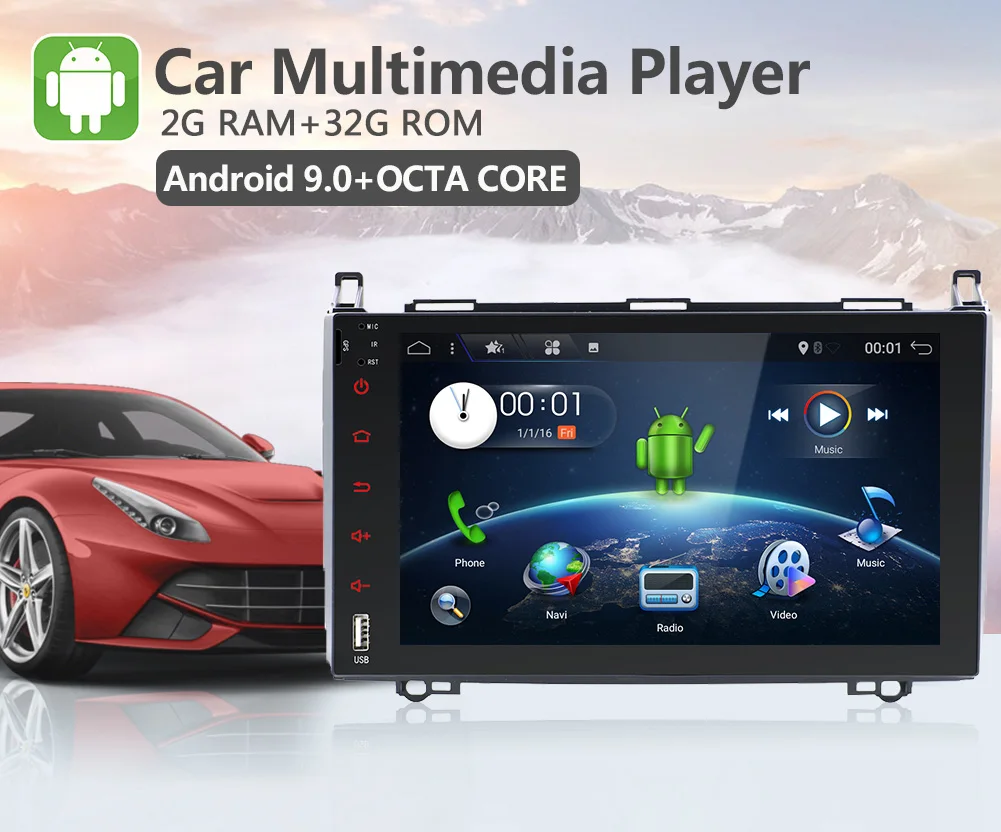 Excellent Octa Cores Android 9.0 Radio WIFI 2din GPS Head unit for Mercedes Benz B200 A B Class W169 W245 Viano Vito W639 Sprinter W906 BT 4
