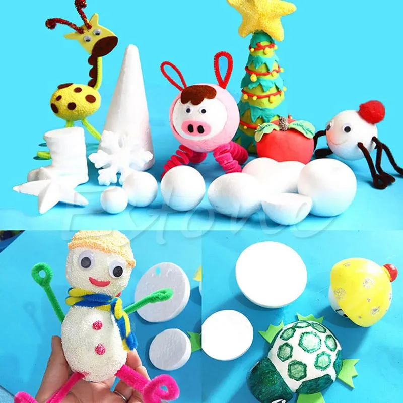 

2cm-15cm Modelling Polystyrene Styrofoam Foam Ball Creative DIY Material Round/Pentagram/Boote/Snowflake/Apple/Egg Jul18_25