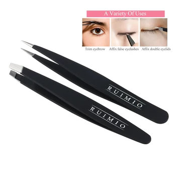 

RUIMIO 2pcs/Set Stainless Steel Eyebrow Clip & Eyebrow Clamp Tweezer Affix False Eyelash Women Girls Cosmetic Makeup Tool