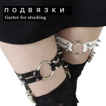 

O-ring Leg Harajuku Sexy Garter Belts 2015 Rivets Rock Punk leather Garter for women gifts