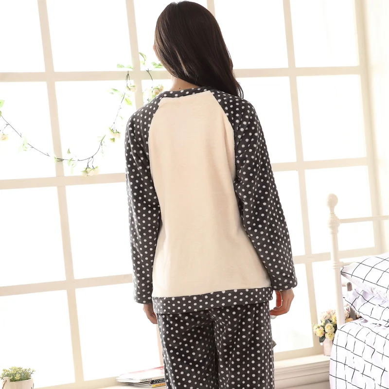 Зимняя женская Фланелевая пижама с рисунком Тоторо, пижама в горошек, пижама, пижамный комплект, толстая норковая кашемировая Пижама для женщин размера плюс XXXL