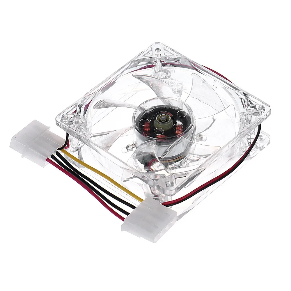 Best Price 8CM Blue LED Light CPU Cooling Fan Computer PC Clear Case