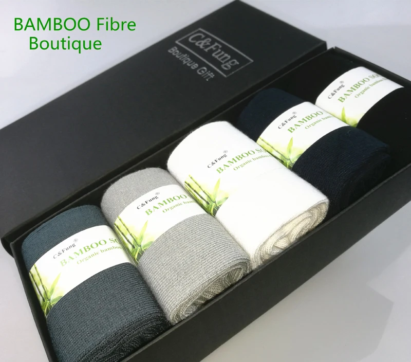 

C&Fung brand bamboo socks boutique gift high quality Deodorant bambu calcetines business dress socks 5pairs box