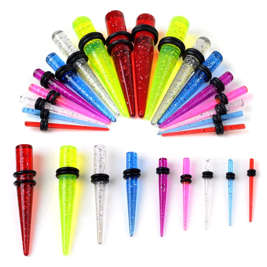 36Pcs bright Resin Plugs Ear Stretching Kit Ear Expanders 1.6 to 10mm
