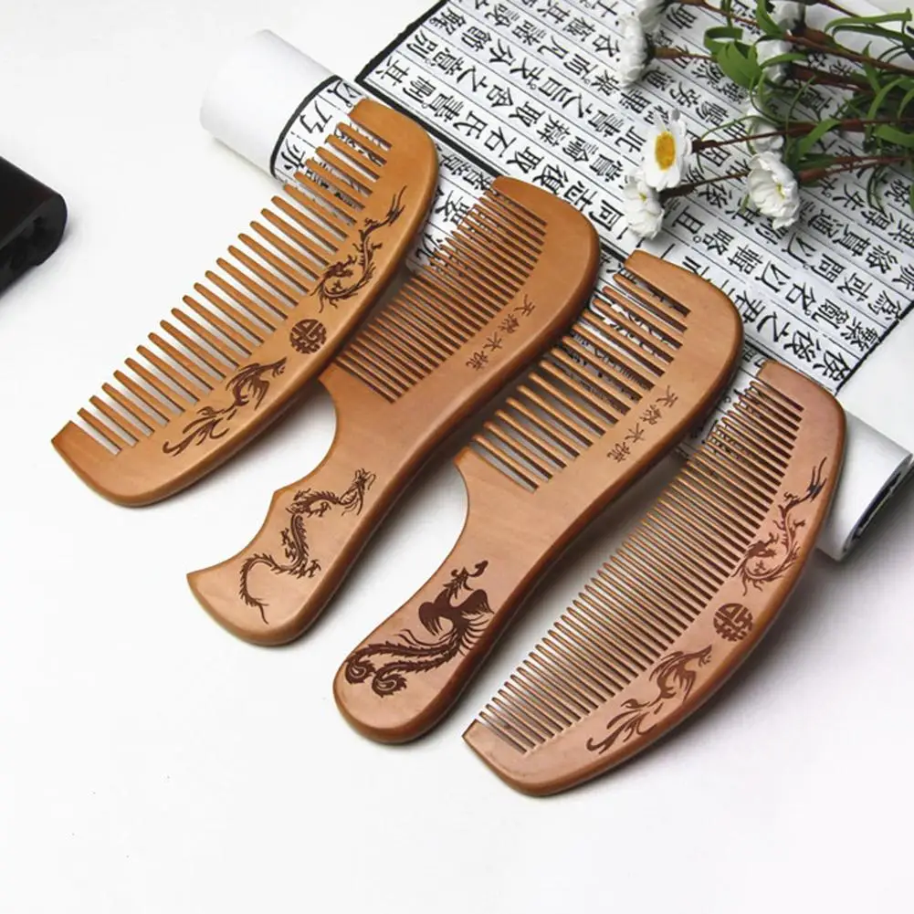 

Chinese Natural Peach Wood Comb Popular Natural Health Care Hair Comb Hairbrush With Handle Massager