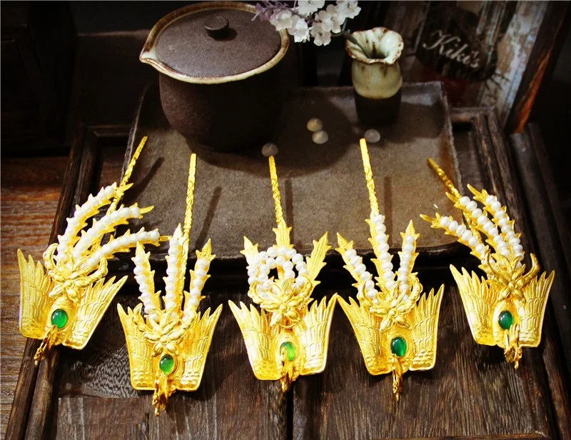 LYZ Qing Dynasty Phoenix Hair Jewelry Set Chinese Vintage Handcarving Hair Accessory for TV Play Story of Yanxi Palace