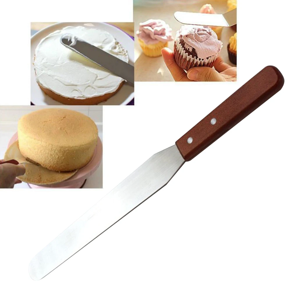 10 inch Cake Handle Stainless Steel Spatula With WoodButter Cake Cream
