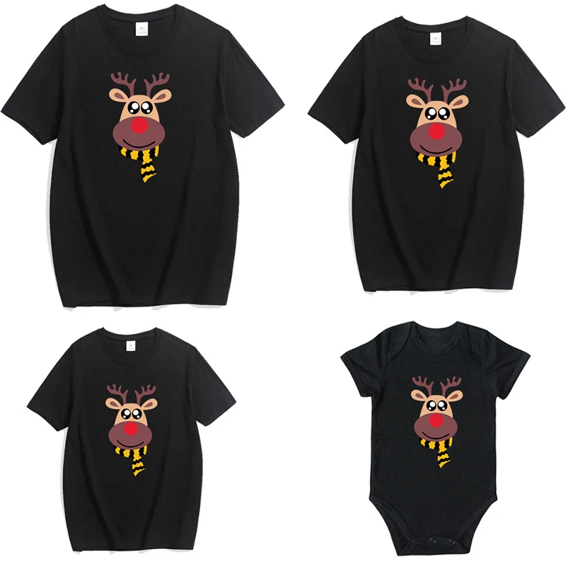 

2019 Matching Family Outfits Best Friend T shirt Cartoon Deer Printed Casual T Shirt Family Look Mother Son Dad Daughter Clothes