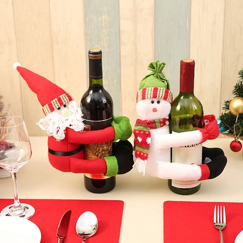 New Red Wine Bottle Cover Santa Claus Snowman Home  Lovely Christmas Christmas Decoration Ornaments Wine Bottles Hold Covers